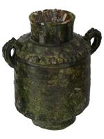 ANTIQUE OTTOMAN PERIOD GREEN GLAZED JAR WITH HANDLES