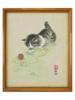 CHINESE CAT PORTRAIT WATERCOLOR PAINTING ON SILK PIC-0