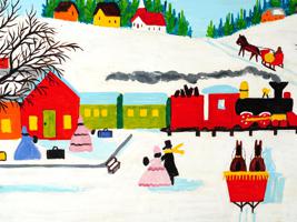 CANADIAN FOLK WINTER OIL PAINTING BY MAUD LEWIS