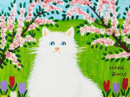 CANADIAN FOLK ART CAT OIL PAINTING BY MAUD LEWIS