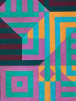 ATTR TO VICTOR VASARELY OP ART MIXED MEDIA PAINTING