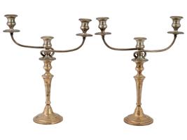 AMERICAN GORHAM WEIGHTED STERLING SILVER CANDELABRAS