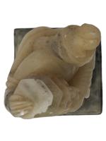 CHINESE CARVED SOAPSTONE FIGURINE OF WOMAN WITH VASE