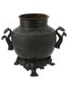 ANTIQUE CHINESE FOOTED BRONZE INCENSE BURNER PIC-1