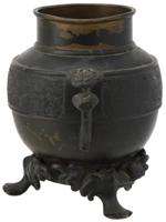 ANTIQUE CHINESE FOOTED BRONZE INCENSE BURNER