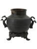 ANTIQUE CHINESE FOOTED BRONZE INCENSE BURNER PIC-3