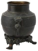 ANTIQUE CHINESE FOOTED BRONZE INCENSE BURNER