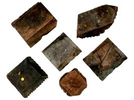 GROUP OF ANTIQUE STAMPS CRAFTED FROM WOOD AND CERAMIC