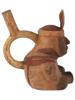 PRE COLUMBIAN STIRRUP BOTTLE WITH A SEATED FIGURE PIC-5