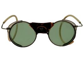 ANTIQUE AMERICAN AVIATOR GOGGLES W GREEN LENSES