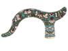 LARGE RUSSIAN GEMSTONE SILVER ENAMEL CANE HANDLE PIC-2