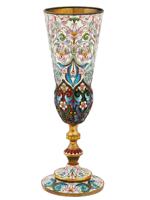 LARGE RUSSIAN SILVER SHADED CLOISONNE ENAMEL GOBLET