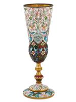 LARGE RUSSIAN SILVER SHADED CLOISONNE ENAMEL GOBLET