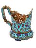 RUSSIAN SILVER ENAMEL TEA GLASS HOLDER WITH SPOON PIC-5