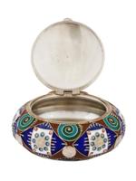 RUSSIAN SILVER CLOISONNE ENAMEL PILL BOX