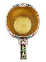 RUSSIAN GILT SILVER CLOISONNE ENAMEL KOVSH