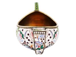 RUSSIAN GILT SILVER CLOISONNE ENAMEL KOVSH