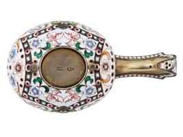 RUSSIAN GILT SILVER CLOISONNE ENAMEL KOVSH