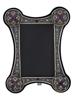 RUSSIAN SILVER CLOISONNE ENAMEL GEMSTONE PHOTO FRAME PIC-1