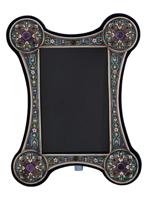 RUSSIAN SILVER CLOISONNE ENAMEL GEMSTONE PHOTO FRAME