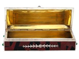 RUSSIAN 88 SILVER MOSAIC RUBY NATURAL JASPER BOX