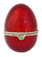 RUSSIAN 84 SILVER AND RED ENAMEL EGG CASKET CASE