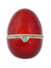 RUSSIAN 84 SILVER AND RED ENAMEL EGG CASKET CASE PIC-0