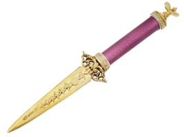 RUSSIAN GILT SILVER GUILLOCHE ENAMEL LETTER OPENER