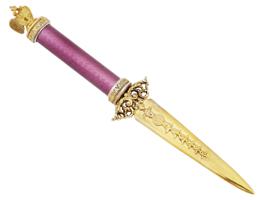 RUSSIAN GILT SILVER GUILLOCHE ENAMEL LETTER OPENER