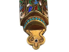 RUSSIAN JUDAICA SILVER CLOISONNE ENAMEL MEZUZAH