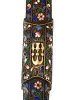 RUSSIAN JUDAICA SILVER CLOISONNE ENAMEL MEZUZAH