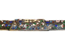 RUSSIAN JUDAICA SILVER CLOISONNE ENAMEL MEZUZAH