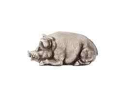 RUSSIAN SILVER PIG FIGURINE WITH RUBY STONE EYES