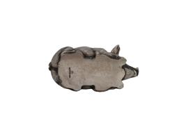 RUSSIAN SILVER PIG FIGURINE WITH RUBY STONE EYES