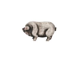 RUSSIAN 84 SILVER PIG FIGURINE WITH RUBY EYES