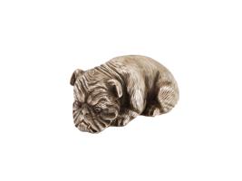 RUSSIAN SILVER RUBY FIGURINE OF A BULLDOG