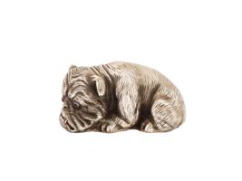 RUSSIAN SILVER RUBY FIGURINE OF A BULLDOG