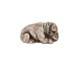 RUSSIAN SILVER RUBY FIGURINE OF A BULLDOG