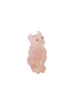 RUSSIAN CARVED ROSE QUARTZ EMERALD BULLDOG FIGURINE