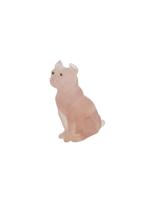 RUSSIAN CARVED ROSE QUARTZ EMERALD BULLDOG FIGURINE