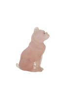 RUSSIAN CARVED ROSE QUARTZ EMERALD BULLDOG FIGURINE