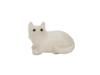 RUSSIAN CARVED WHITE JADE EMERALD EYES CAT FIGURINE PIC-1