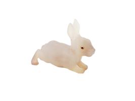 RUSSIAN CARVED CHALCEDONY RUBY EYES RABBIT FIGURINE