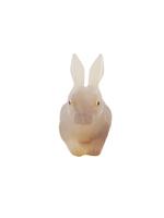 RUSSIAN CARVED CHALCEDONY RUBY EYES RABBIT FIGURINE