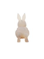 RUSSIAN CARVED CHALCEDONY RUBY EYES RABBIT FIGURINE