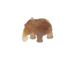 RUSSIAN CARVED HONEY AGATE GOLD RUBY ELEPHANT FIGURINE