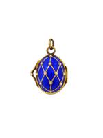 RUSSIAN 88 SILVER ENAMEL PEARLS EGG LOCKET PENDANT