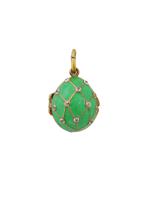 RUSSIAN SILVER ENAMEL DIAMOND EGG LOCKET PENDANT