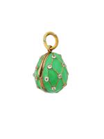 RUSSIAN SILVER ENAMEL DIAMOND EGG LOCKET PENDANT