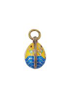 RUSSIAN SILVER ENAMEL EASTER EGG PENDANT WITH SWANS